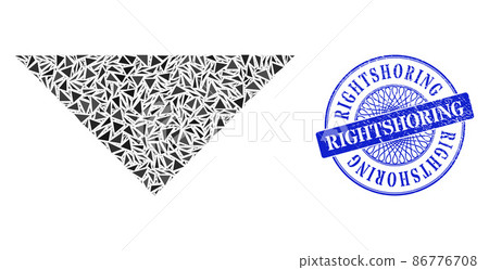 Grunge Rightshoring Badge and Triangle Arrowhead Down Mosaic 86776708
