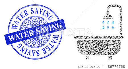 Grunge Water Saving Seal and Triangle Shower Bath Mosaic 86776768