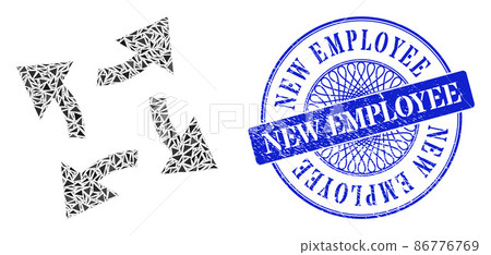 Rubber New Employee Stamp Seal and Triangle Centrifugal Arrows Mosaic Rubber New Employee Stamp Seal and Triangle Centrifugal Arrows Mosaic 86776769