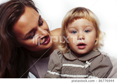 bright picture of hugging mother and daughter happy together, smiling stylish family. lifestyle people concept 86776944