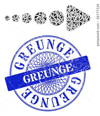 Distress Greunge Badge and Triangle Arrow Right Mosaic 86777326