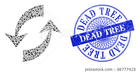 Grunge Dead Tree Stamp Seal and Triangle Exchange Arrows Mosaic 86777428