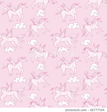 pink seamless pattern unicorns in the sky and sun pink seamless pattern unicorns in the sky and sun 86777584