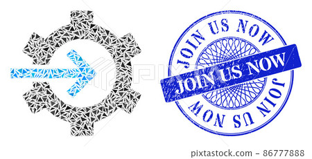 Distress Join Us Now Seal and Triangle Cog Integration Mosaic 86777888