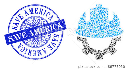 Scratched Save America Stamp Seal and Triangle Development Helmet Mosaic Scratched Save America Stamp Seal and Triangle Development Helmet Mosaic 86777930