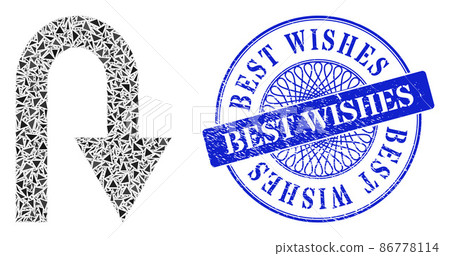 Grunge Best Wishes Stamp Seal and Triangle U Turn Mosaic 86778114
