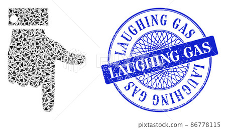 Textured Laughing Gas Stamp Seal and Triangle Hand Pointer Down Mosaic 86778115