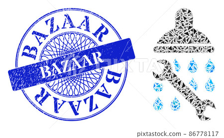 Textured Bazaar Seal and Triangle Shower Plumbing Mosaic 86778117