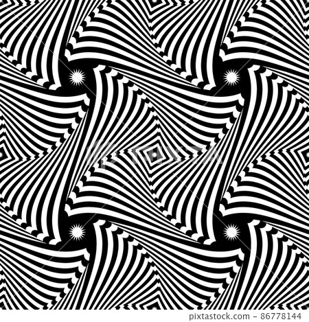 Abstract seamless op art pattern. Twisting lines texture. 86778144