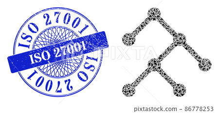 Grunge ISO 27001 Seal and Triangle Binary Structure Mosaic 86778253