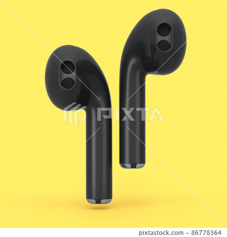 Wireless bluetooth black headphones isolated on yellow background 86778364