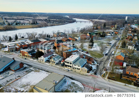 Aerial view of Cayuga, Ontario, Canada on fine winter day Aerial view of Cayuga, Ontario, Canada on fine winter day 86778391