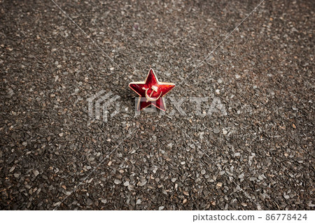 Soviet Army Star Badge on Ruberoid Grain Surface Soviet Army Star Badge on Ruberoid Grain Surface 86778424