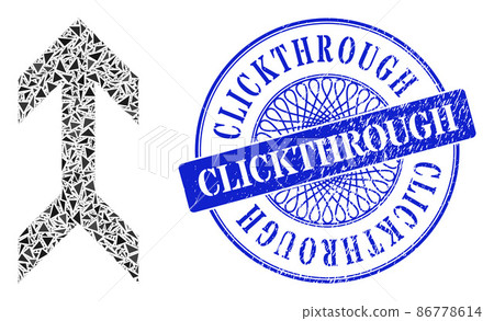 Scratched Clickthrough Seal and Triangle Arrow Up Mosaic 86778614