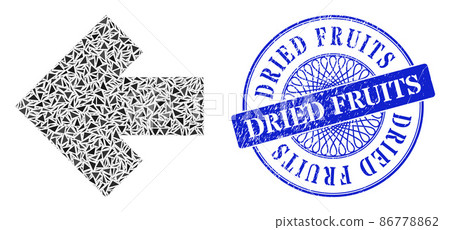 Distress Dried Fruits Stamp Seal and Triangle Arrow Left Mosaic 86778862