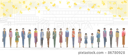 走在車站前的學生和成人 86780928