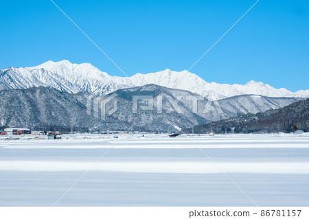 Winter Northern Alps seen from Omachi City Winter Northern Alps seen from Omachi City 86781157