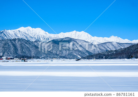 Winter Northern Alps seen from Omachi City Winter Northern Alps seen from Omachi City 86781161