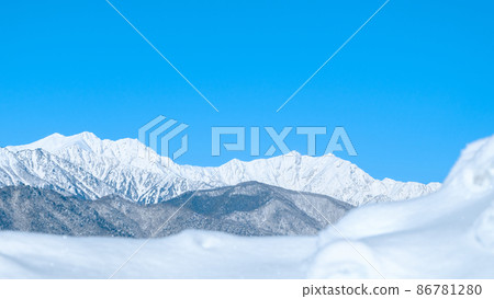 Winter Northern Alps seen from Omachi City Winter Northern Alps seen from Omachi City 86781280