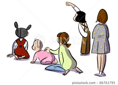 Illustration of the back view of children staring at something 86781795