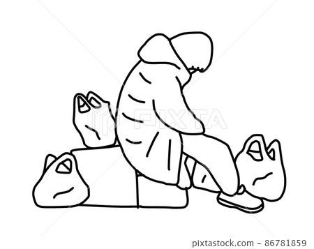Line art illustrations of street sleepers Line art illustrations of street sleepers 86781859