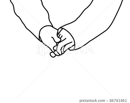 連接手的線條藝術插圖 連接手的線條藝術插圖 86781861