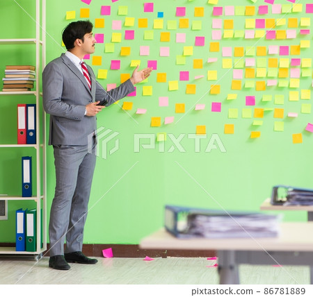 Businessman with many conflicting priorities Businessman with many conflicting priorities 86781889