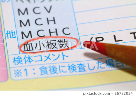 Blood test report (platelet count/hemostasis function) Blood test report (platelet count/hemostasis function) 86782034