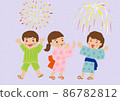 Fireworks with children happy at the summer festival 86782812