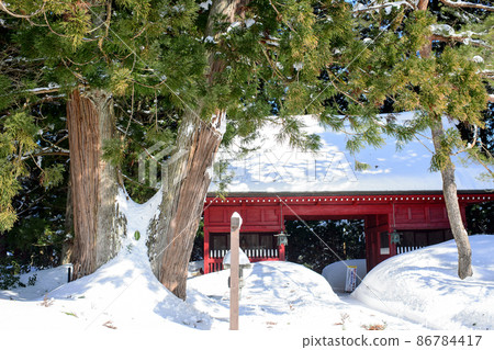 Haguroyama Zuijinmon和Meotosugi 冬季風景山形縣 86784417