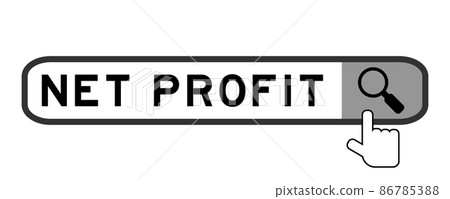 Search banner in word net profit with hand over magnifier icon on white background Search banner in word net profit with hand over magnifier icon on white background 86785388