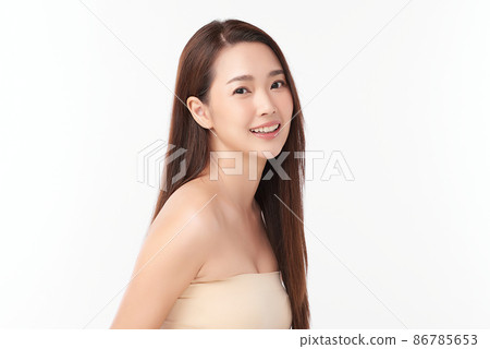 Beautiful young asian woman with clean fresh skin on white background, Face care, Facial treatment, Beautiful young asian woman with clean fresh skin on white background, Face care, Facial treatment, 86785653