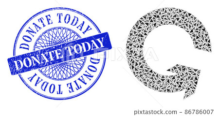 Grunge Donate Today Badge and Triangle Rotate Ccw Mosaic Grunge Donate Today Badge and Triangle Rotate Ccw Mosaic 86786007