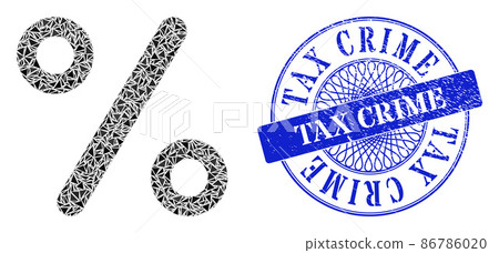 Scratched Tax Crime Badge and Triangle Percent Mosaic Scratched Tax Crime Badge and Triangle Percent Mosaic 86786020