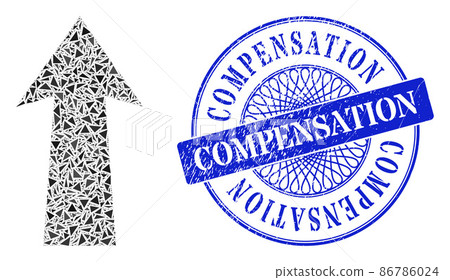 Scratched Compensation Badge and Triangle Arrow Up Mosaic 86786024