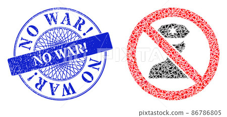 Scratched No War Seal and Triangle Stop Policeman Mosaic Scratched No War Seal and Triangle Stop Policeman Mosaic 86786805