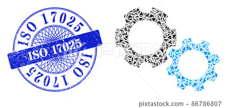 Grunge ISO 17025 Seal and Triangle Gears Mosaic Grunge ISO 17025 Seal and Triangle Gears Mosaic 86786807