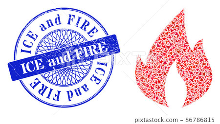 Distress Ice and Fire Stamp and Triangle Fire Flame Mosaic 86786815