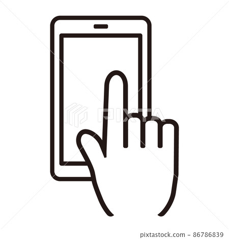 簡單的智能手機操作單色線描圖標/白色背景 簡單的智能手機操作單色線描圖標/白色背景 86786839