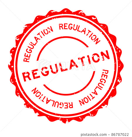 Grunge red regulation word round rubber seal stamp on white background Grunge red regulation word round rubber seal stamp on white background 86787022