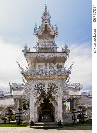 Elaborate sculptures at the famous Wat Rong Khun (White Temple) in Chiang Rai, 86787054