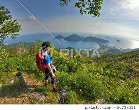 Climbers looking at the scenery from the top of Mt. 86787381