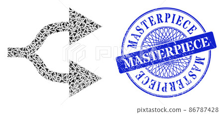 Scratched Masterpiece Stamp Seal and Triangle Split Arrows Right Mosaic 86787428