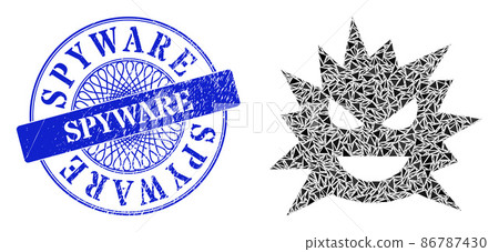 Scratched Spyware Seal and Triangle Virus Cell Mosaic Scratched Spyware Seal and Triangle Virus Cell Mosaic 86787430