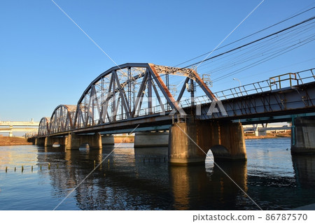 Arakawa Bridge at dusk Tokyo 86787570