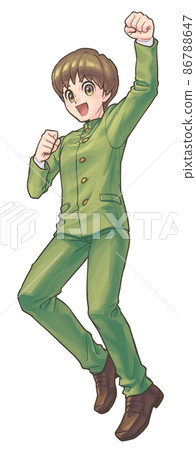 Male student taking a guts pose energetically (animation touch) Male student taking a guts pose energetically (animation touch) 86788647