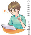 在平板電腦上學習的男學生(動畫觸摸) 在平板電腦上學習的男學生(動畫觸摸) 86788649
