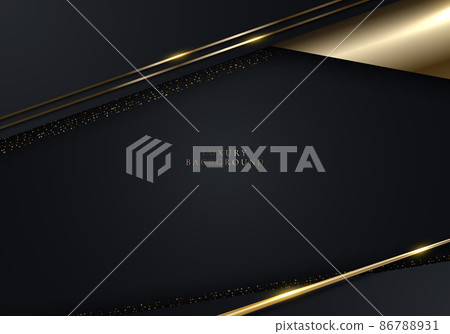 3D modern luxury template design black and gold stripes with golden glitter line light sparking on dark background 3D modern luxury template design black and gold stripes with golden glitter line light sparking on dark background 86788931