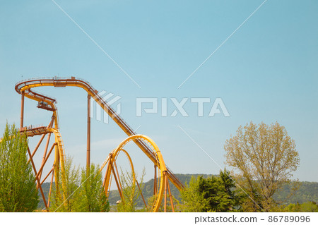 Amusement park roller coaster at Bomun Tourist Complex in Gyeongju, Korea 86789096