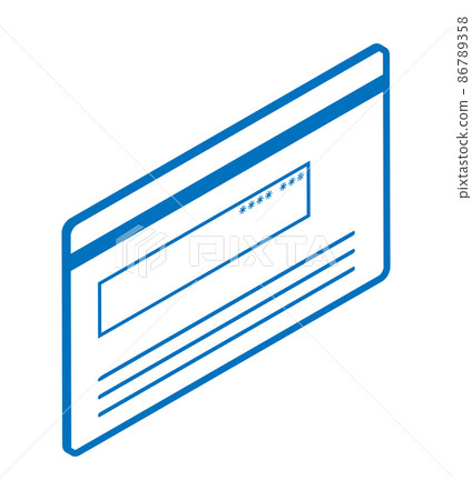 Credit card-Line drawing isometric projection right side (back) Credit card-Line drawing isometric projection right side (back) 86789358